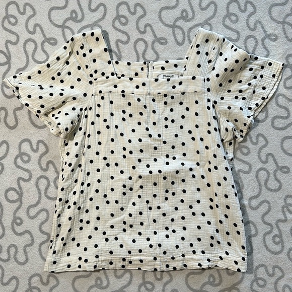 Madewell Lightspun Harlow Square-Neck Top in Dot Toss - Picture 3 of 6